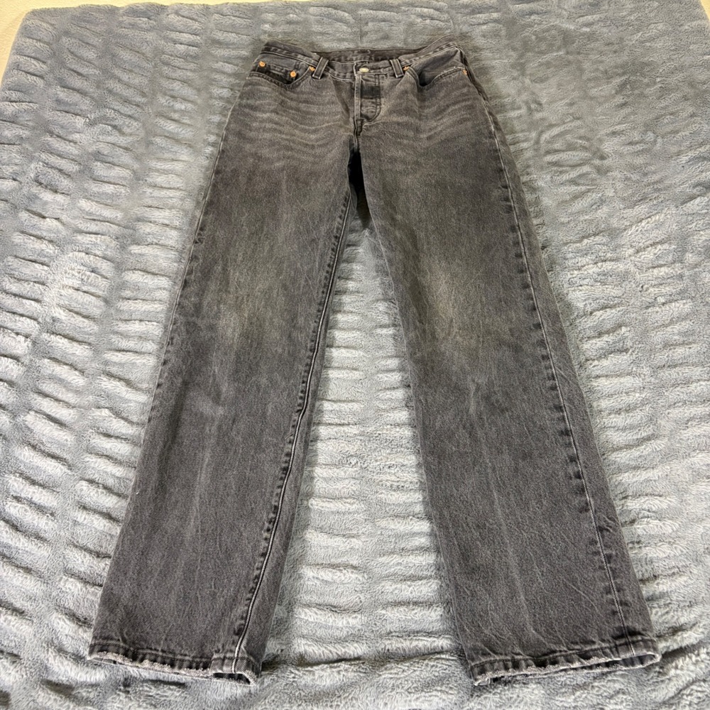 Levis 501 90s Jeans Womens 25 Black Grey Wash Relaxed Straight Leg A1959-0022